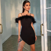 Strappy Short Sleeve Mini Tassels Bandage Dress